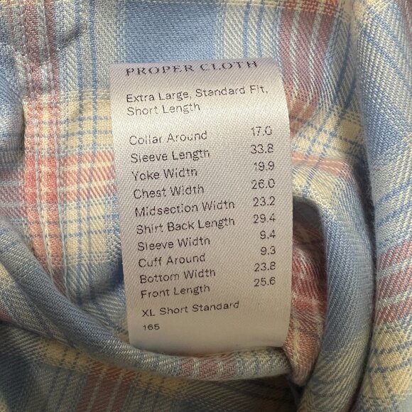 $165 Proper Cloth California Plaid Shirt XL Blue Rose Faded Cotton Long Sleeve - Picture 7 of 8